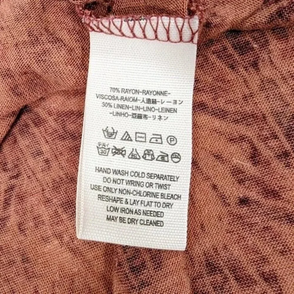 Free People Bittersweet Orange Linen Cold Shoulder Top
